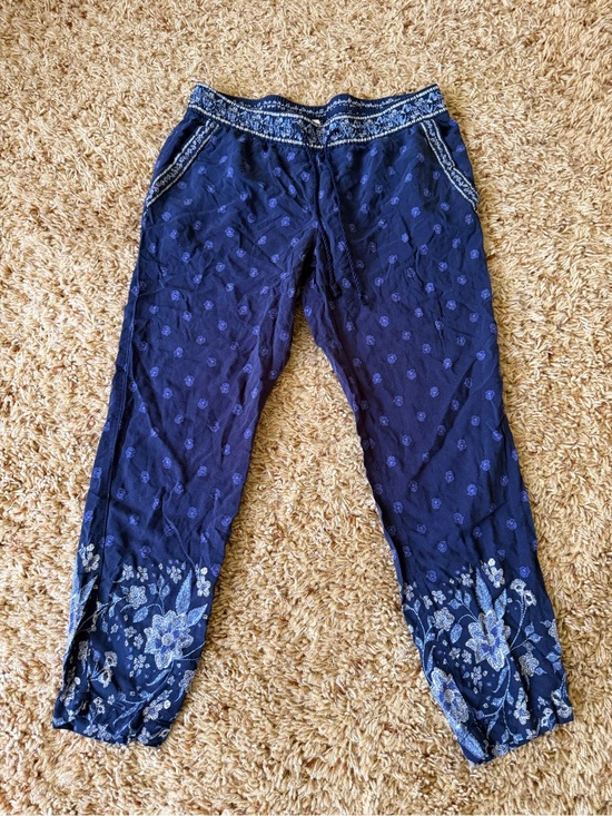 Old Navy Pants - Old Navy Navy Blue Floral Border Mid-Rise Soft Pants for Women